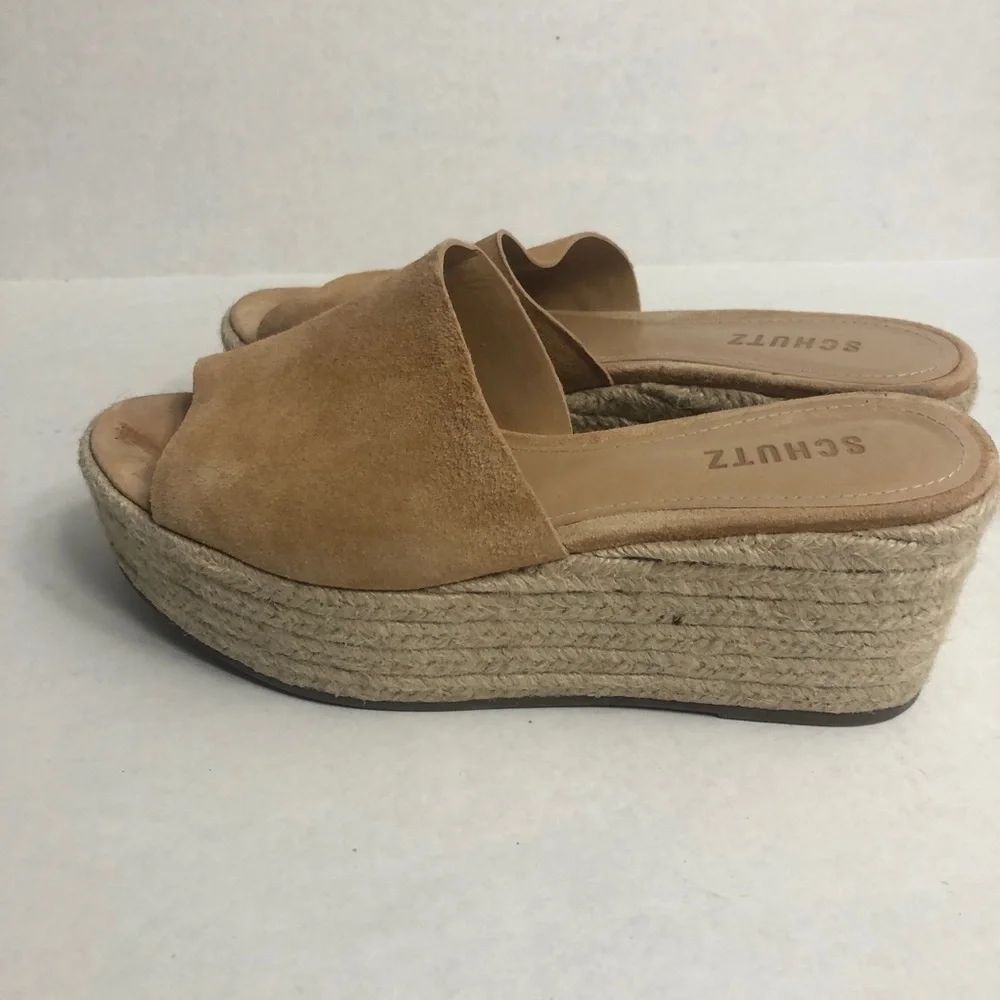 Schutz Thalia Espadrille Platform Wedge Slide Sandals